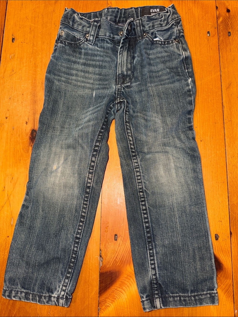 Evan kids' blue denim jeans faded wash Boys' Blue Straight Leg Jeans